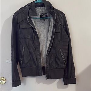 YMI Gray Bomber Jacket with Ribbed Banding and Full Zipper